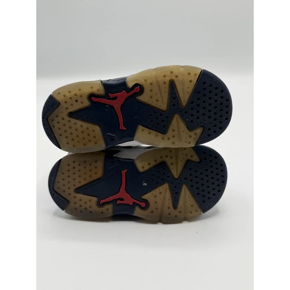 Jordan 6 Retro Olympic 384667-130 Toddler White Navy Size 7C